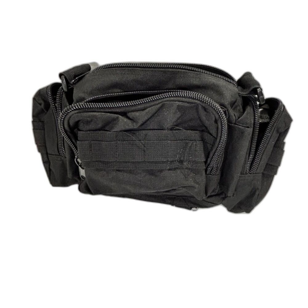 Black Nylon Molle System. Has Belt Snaps, Handle, Loops for Strap (NO STRAP)